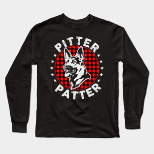 Pitter Patter Buffalo Plaid Edition German Shepherd Dog Woof Long Sleeve T-Shirt